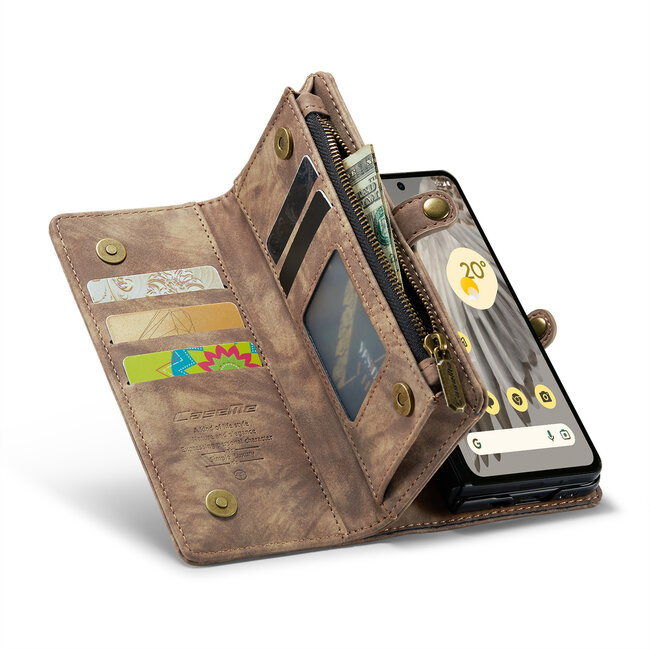 CaseMe - Telefoonhoesje geschikt voor Google Pixel Fold - 2 in 1 Book Case en Back Cover - Bruin