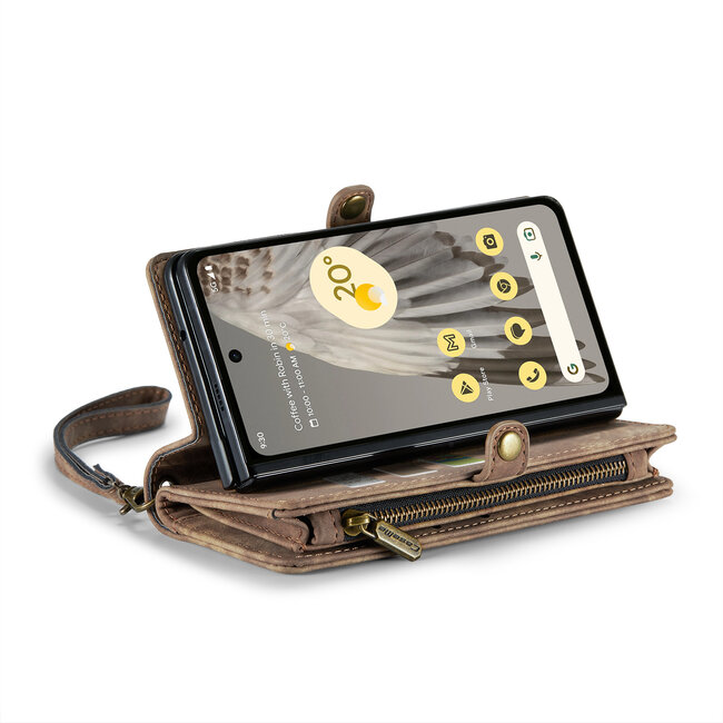 CaseMe - Telefoonhoesje geschikt voor Google Pixel Fold - 2 in 1 Book Case en Back Cover - Bruin