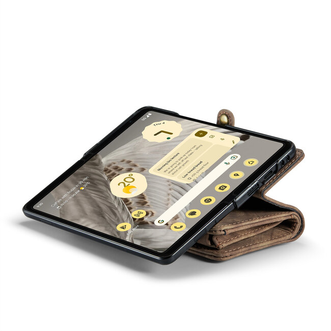 CaseMe - Telefoonhoesje geschikt voor Google Pixel Fold - 2 in 1 Book Case en Back Cover - Bruin