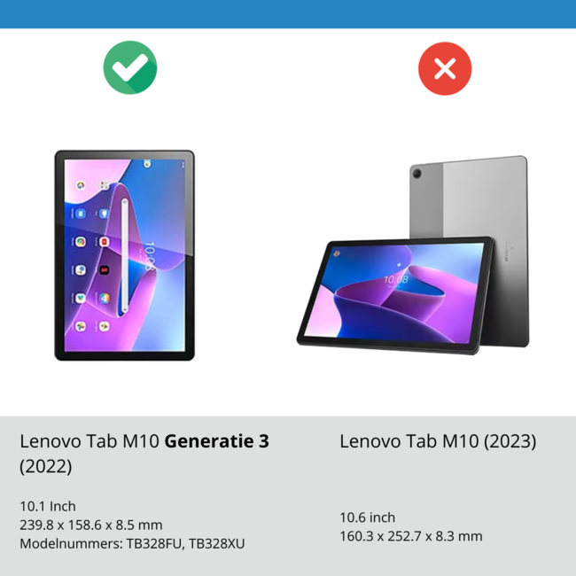 Case2go - Tablet hoes geschikt voor Lenovo Tab M10 (3e generatie) (TB328FU, TB328XU) - 10.1 inch - Tri-Fold Book Case met Auto/Wake functie - Witte Bloesem