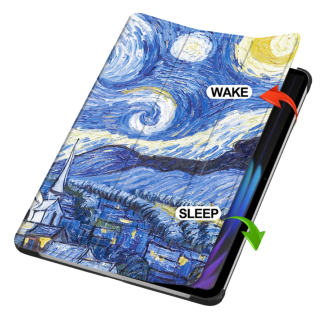 Case2go - Tablet hoes geschikt voor Xiaomi Pad 7/7 Pro (2024) - Tri-fold hoes met Auto/Wake Functie - 11.2 inch - Sterrenhemel