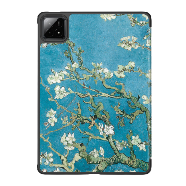 Case2go - Tablet hoes geschikt voor Xiaomi Pad 7/7 Pro (2024) - Tri-fold hoes met Auto/Wake Functie - 11.2 inch - Witte Bloesem