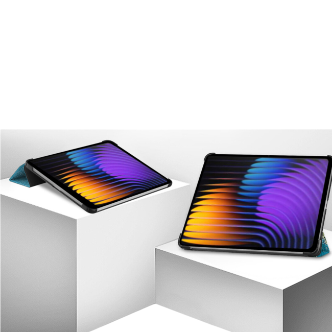 Case2go - Tablet hoes geschikt voor Xiaomi Pad 7/7 Pro (2024) - Tri-fold hoes met Auto/Wake Functie - 11.2 inch - Witte Bloesem