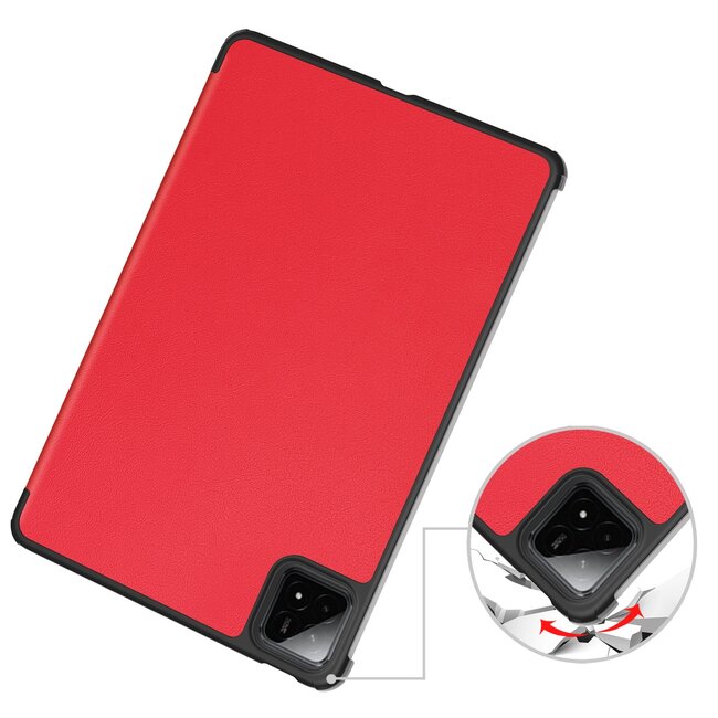 Case2go - Tablet hoes geschikt voor Xiaomi Pad 7/7 Pro (2024) - Tri-fold hoes met Auto/Wake Functie - 11.2 inch - Rood