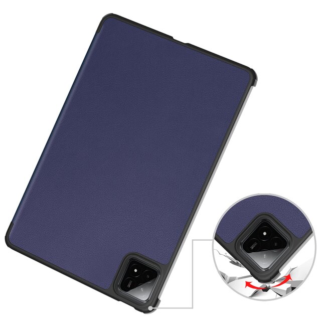 Case2go - Tablet hoes geschikt voor Xiaomi Pad 7/7 Pro (2024) - Tri-fold hoes met Auto/Wake Functie - 11.2 inch - Donker Blauw