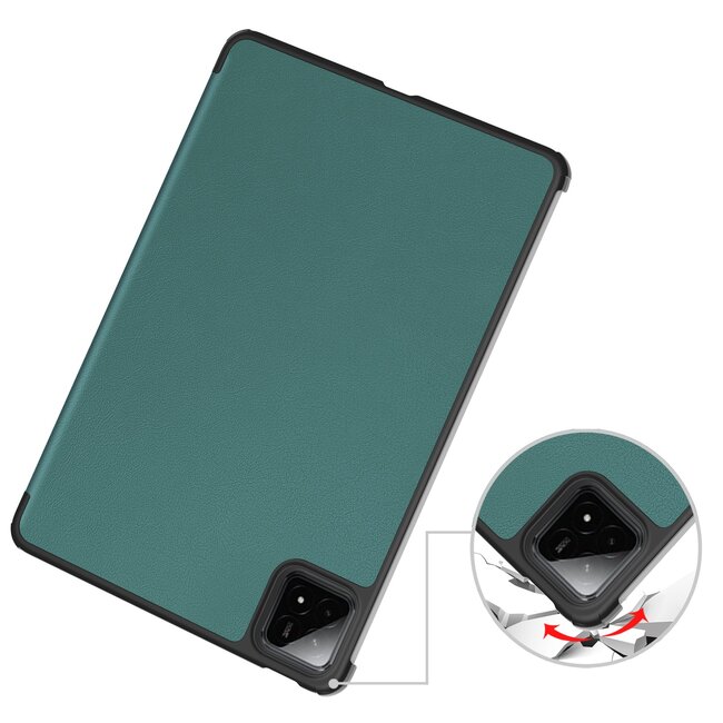 Case2go - Tablet hoes geschikt voor Xiaomi Pad 7/7 Pro (2024) - Tri-fold hoes met Auto/Wake Functie - 11.2 inch - Donker Groen