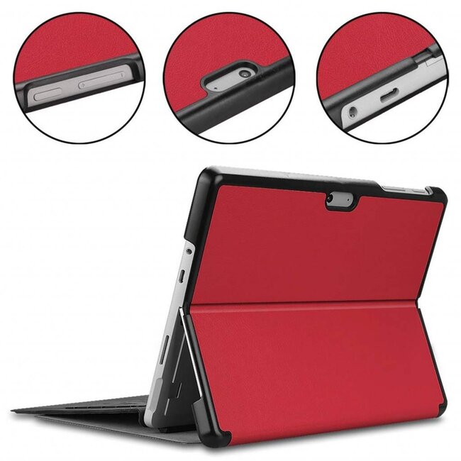 Case2go - Tablet hoes geschikt voor Microsoft Surface Go / Go 2 / Go 3 / Go 4 - Tri-Fold Book Case - Rood