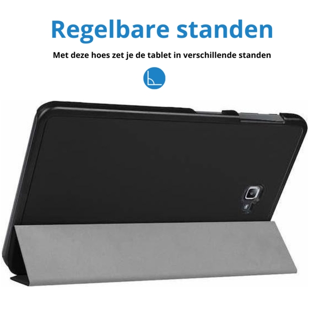 Tablet Hoes geschikt voor Samsung Galaxy Tab A 10.1 (2016/2018) Tri-Fold Book Case Zwart