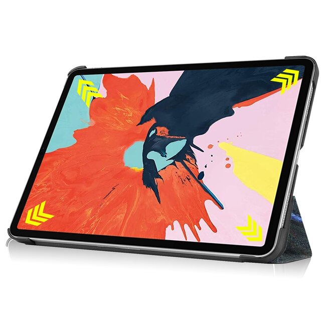 Tablet hoes geschikt voor Apple iPad Air 11 (2025) / Apple iPad Air 11 (2024) / iPad Air 10.9 (2022) tri-fold - Case met Auto Wake/Sleep functie - Sterrenhemel
