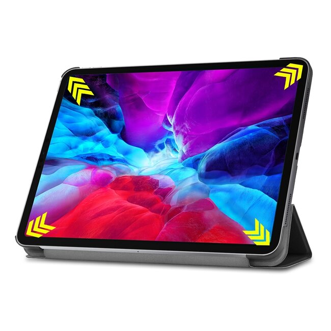 Tablet hoes geschikt voor iPad Pro 2021 (12.9 Inch)- Tri-Fold Book Case - Zwart