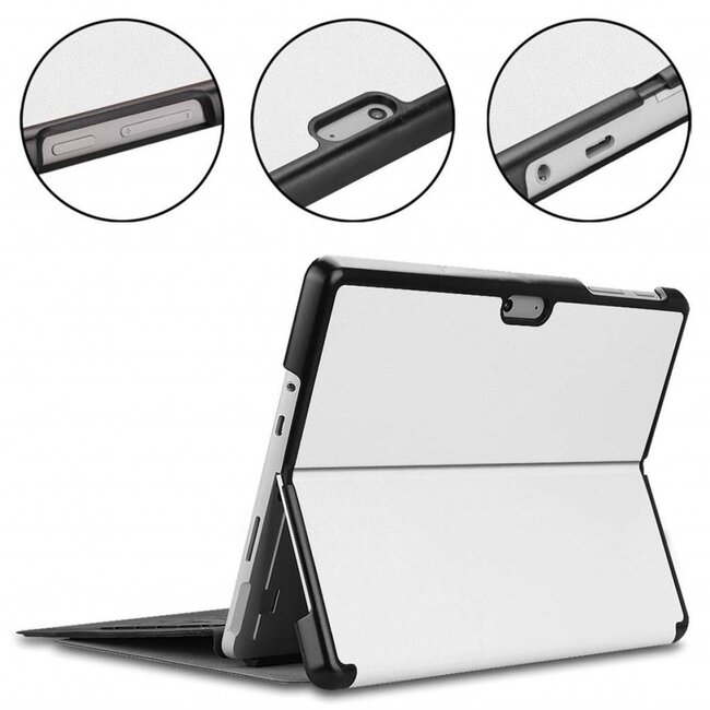 Case2go - Tablet hoes geschikt voor Microsoft Surface Go / Go 2 / Go 3 / Go 4 - Tri-Fold Book Case - Wit