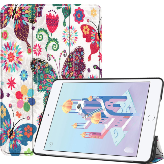 Case2go - Tablet Hoes geschikt voor de Apple iPad Mini (2019) - Tri-Fold Book Case - Vlinders