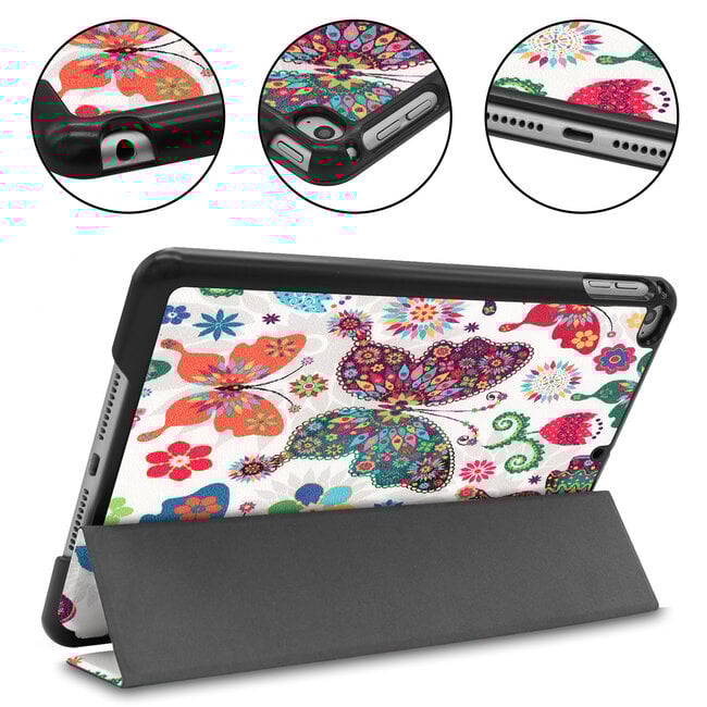 Case2go - Tablet Hoes geschikt voor de Apple iPad Mini (2019) - Tri-Fold Book Case - Vlinders