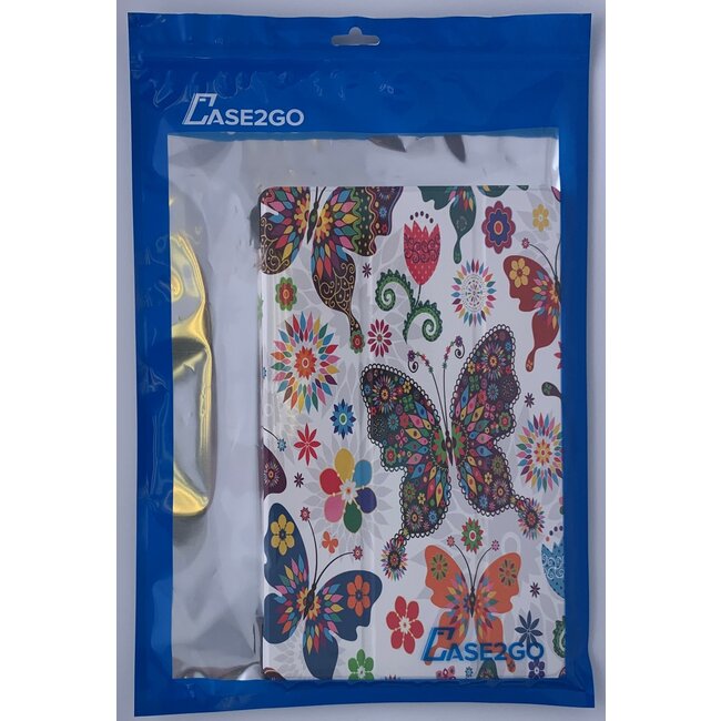 Case2go - Tablet Hoes geschikt voor de Apple iPad Mini (2019) - Tri-Fold Book Case - Vlinders