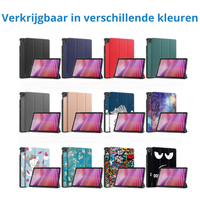 Case2go - Tablet hoes geschikt voor Lenovo Tab 10.1 (2025) - 10.1 Inch - Tri-Fold Book Case - Auto/Wake functie - Graffiti