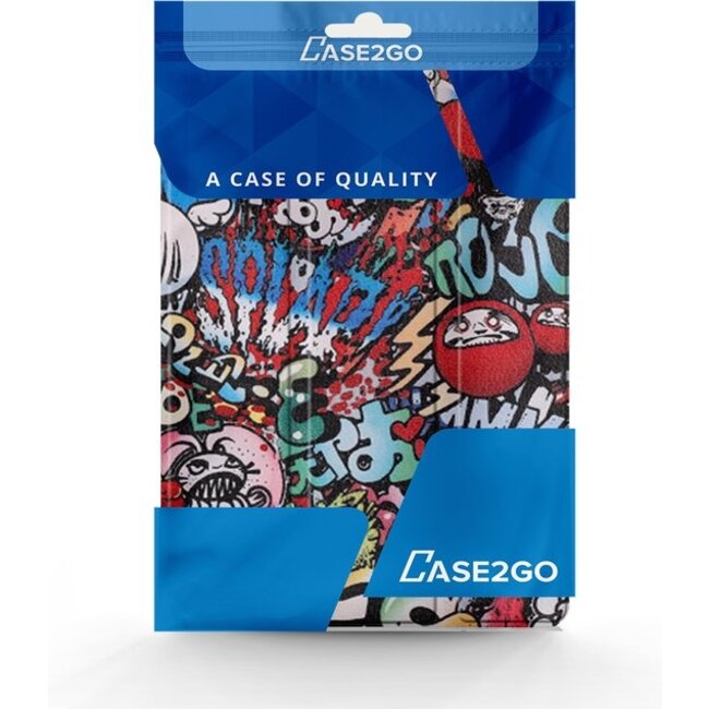 Case2go - Tablet hoes geschikt voor Lenovo Tab 10.1 (2025) - 10.1 Inch - Tri-Fold Book Case - Auto/Wake functie - Graffiti