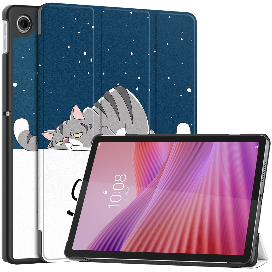 Case2go - Tablet hoes geschikt voor Lenovo Tab 10.1 (2025) - 10.1 Inch - Tri-Fold Book Case - Auto/Wake functie - Good Night afbeelding