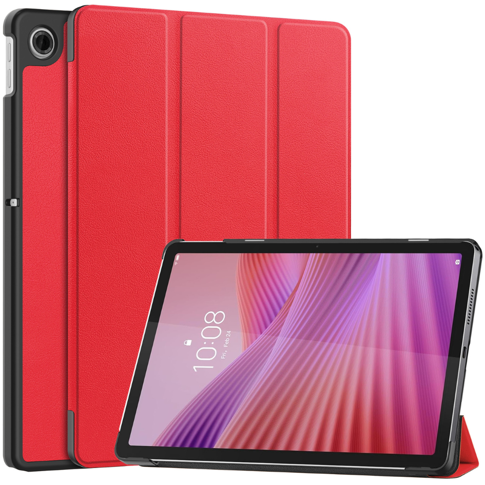 Case2go - Tablet hoes geschikt voor Lenovo Tab 10.1 (2025) - 10.1 Inch - Tri-Fold Book Case - Auto/Wake functie - Rood afbeelding
