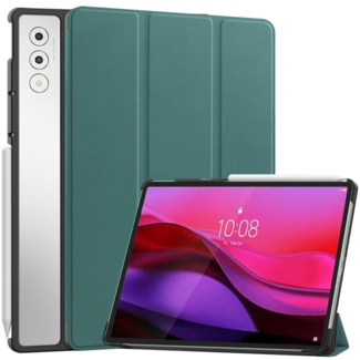 Case2go Case2go - Tablet hoes geschikt voor Lenovo Yoga Tab Plus (2025) - 12.7 Inch - Tri-Fold Book Case - Auto/Wake functie - Donker groen