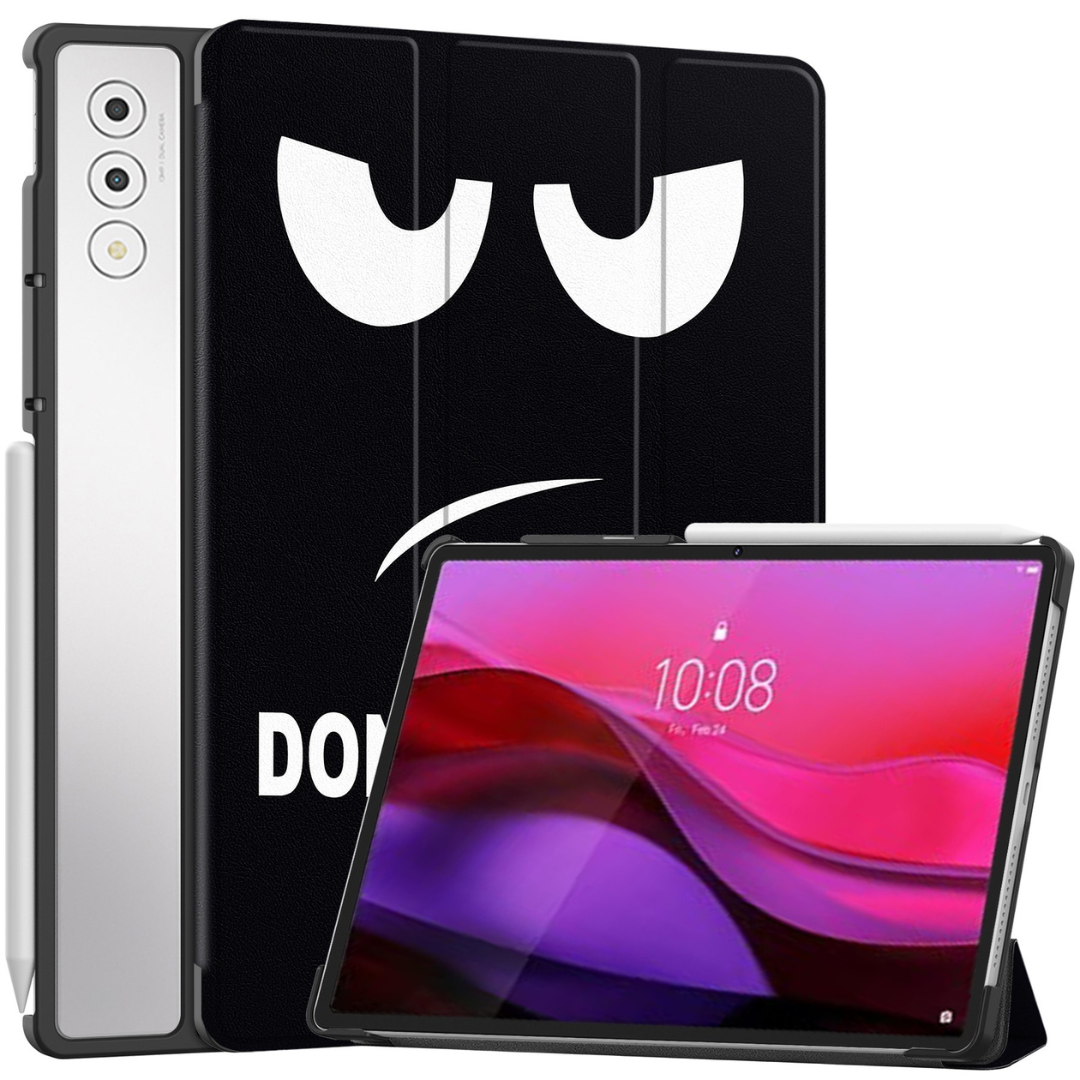 Case2go - Tablet hoes geschikt voor Lenovo Yoga Tab Plus (2025) - 12.7 Inch - Tri-Fold Book Case - Auto/Wake functie - Don't Touch Me afbeelding