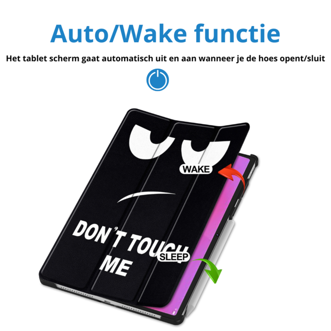 Case2go - Tablet hoes geschikt voor Lenovo Yoga Tab Plus (2025) - 12.7 Inch - Tri-Fold Book Case - Auto/Wake functie - Don't Touch Me