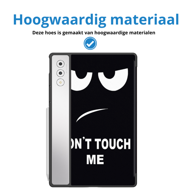 Case2go - Tablet hoes geschikt voor Lenovo Yoga Tab Plus (2025) - 12.7 Inch - Tri-Fold Book Case - Auto/Wake functie - Don't Touch Me