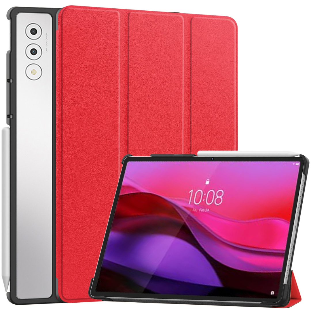 Case2go - Tablet hoes geschikt voor Lenovo Yoga Tab Plus (2025) - 12.7 Inch - Tri-Fold Book Case - Auto/Wake functie - Rood afbeelding