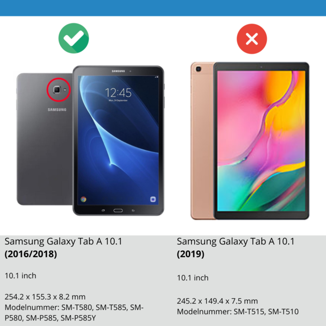 Tablet Hoes geschikt voor Samsung Galaxy Tab A 10.1 (2016/2018) Tri-Fold Book Case Zwart