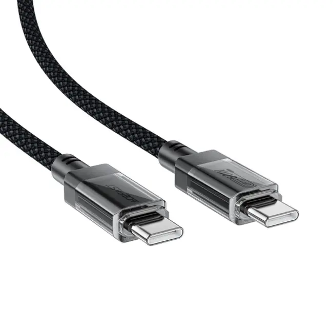 Acefast - USB-C naar USB-C kabel - Oplaadkabel - 1.2 Meter - 480 Mbps - 60W - Nylon - Zwart