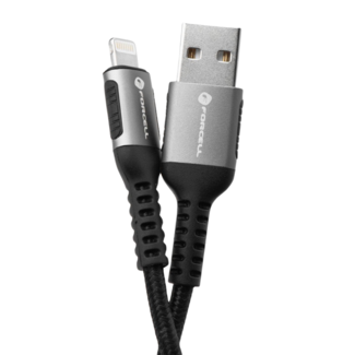 Forcell Forcell - USB-A naar Lightning - Universele kabel - Snellader geschikt voor Lightning en USB-A apparaten - 3 Meter - 12W - Zwart