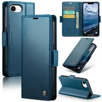 CaseMe CaseMe - Telefoonhoesje geschikt voor Apple iPhone 16E - Wallet Book Case - Met Magnetische Sluiting - Blauw