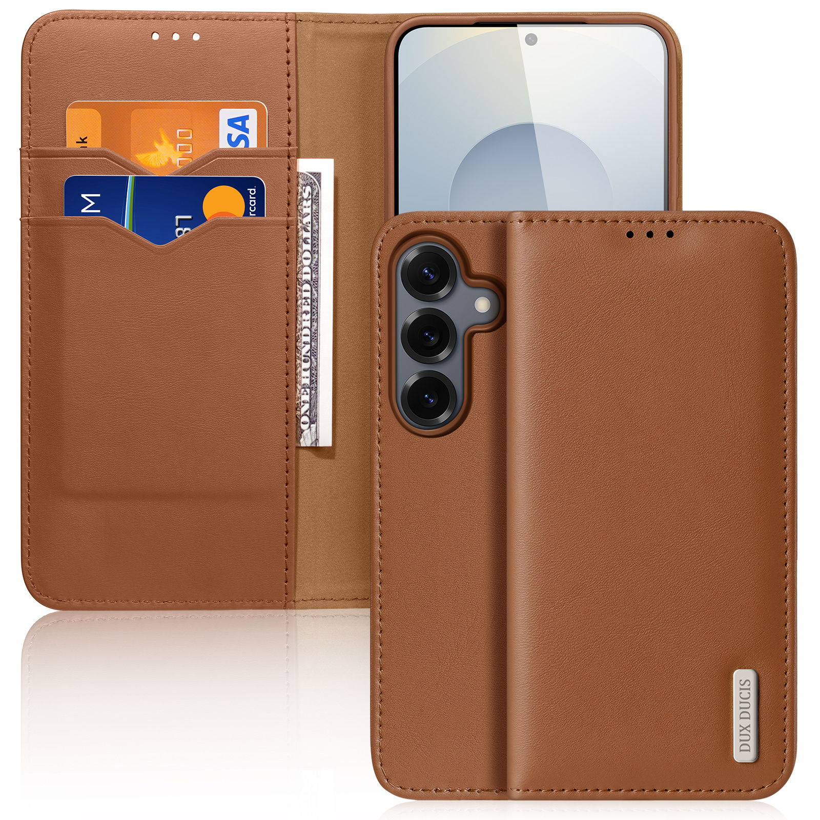 Dux Ducis - Telefoonhoesje geschikt voor Samsung Galaxy S25 Edge - Hivo Series Case - Bruin afbeelding