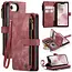 CaseMe - Hoesje geschikt voor Apple iPhone 16E - Vintage Wallet Book Case Ritssluiting - Met Magneetsluiting - Rood
