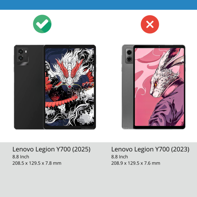 Case2go - Tablet Screenprotector geschikt voor Lenovo Legion Y700 (2025) - 8.8 Inch - Tempered Glass - Case Friendly - Transparant