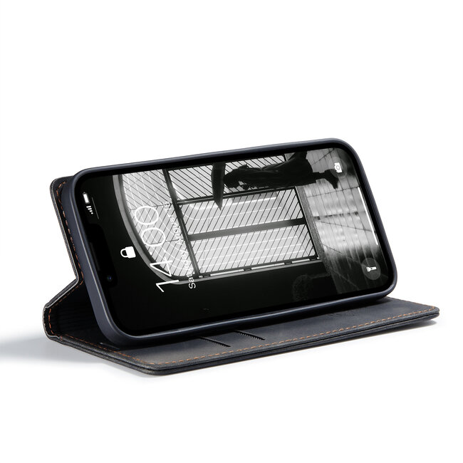 Caseme - Telefoonhoesje geschikt voor Apple iPhone 16E - Wallet Book Case - Met Magnetische Sluiting - Zwart