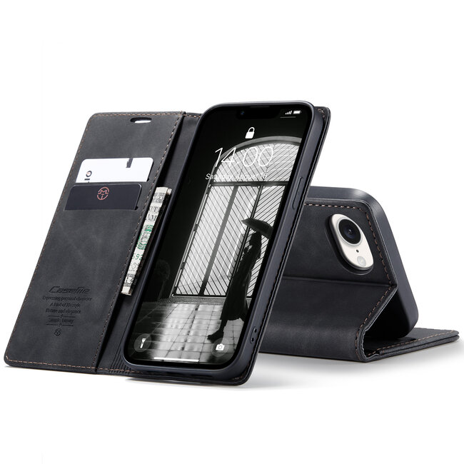 Caseme - Telefoonhoesje geschikt voor Apple iPhone 16E - Wallet Book Case - Met Magnetische Sluiting - Zwart