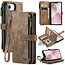 CaseMe - Hoesje geschikt voor Apple iPhone 16E - Vintage Wallet Book Case Ritssluiting - Met Magneetsluiting - Bruin