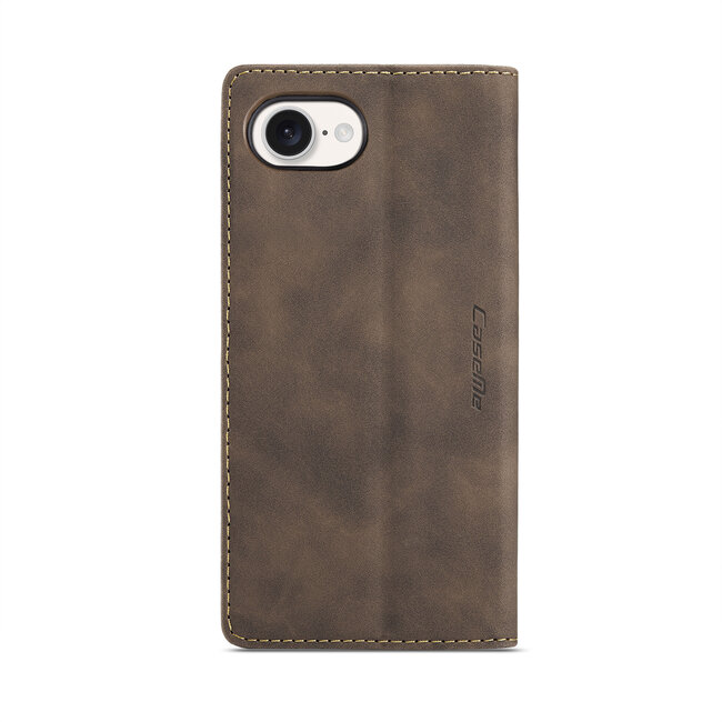 Caseme - Telefoonhoesje geschikt voor Apple iPhone 16E - Wallet Book Case - Met Magnetische Sluiting - Donker Bruin