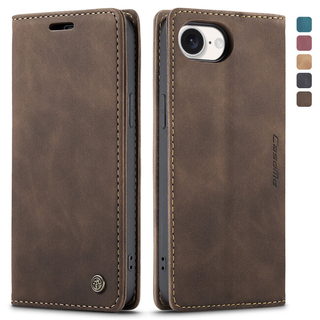 Caseme - Telefoonhoesje geschikt voor Apple iPhone 16E - Wallet Book Case - Met Magnetische Sluiting - Donker Bruin