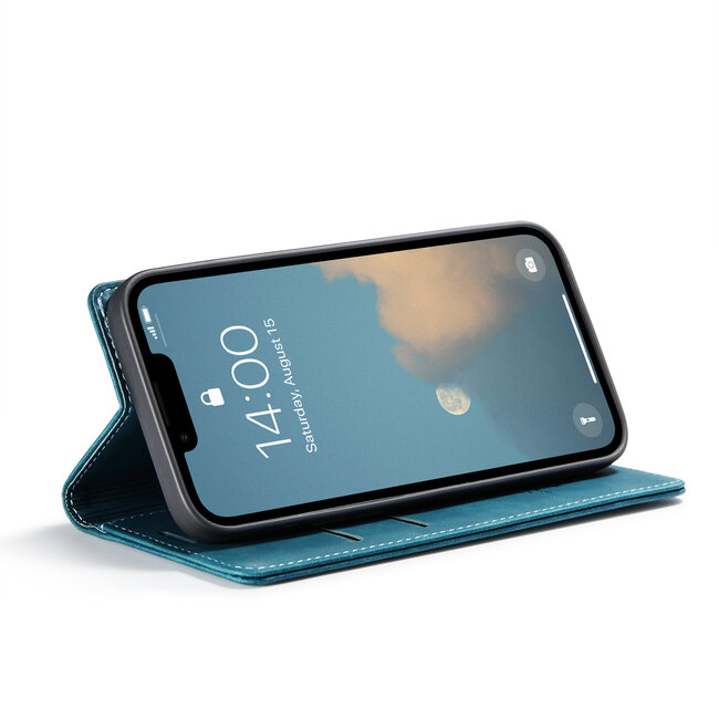 Caseme - Telefoonhoesje geschikt voor Apple iPhone 16E - Wallet Book Case - Met Magnetische Sluiting - Blauw