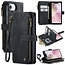 CaseMe - Hoesje geschikt voor Apple iPhone 16E - Vintage Wallet Book Case Ritssluiting - Met Magneetsluiting - Zwart