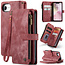 CaseMe - Hoesje geschikt voor Apple iPhone 16E - Vintage Wallet Book Case Ritssluiting - Met Magneetsluiting - Rood