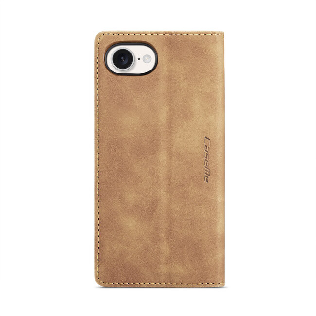 Caseme - Telefoonhoesje geschikt voor Apple iPhone 16E - Wallet Book Case - Met Magnetische Sluiting - Licht Bruin