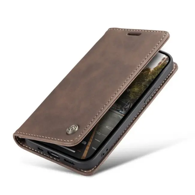 CaseMe - Telefoonhoesje geschikt voor Apple iPhone 15 Pro Max - Wallet Book Case - Met Magnetische Sluiting - Donker Bruin