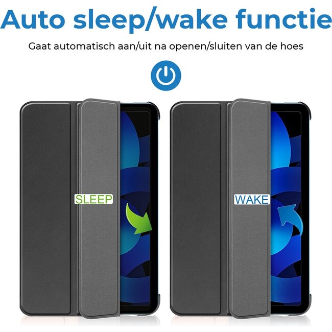 Case2go - Tablet hoes geschikt voor Apple iPad 11 (2025) A16 / Apple iPad 10.9 (2022) - Tri-fold hoes met Auto/Wake functie en Magnetische sluiting - Zwart