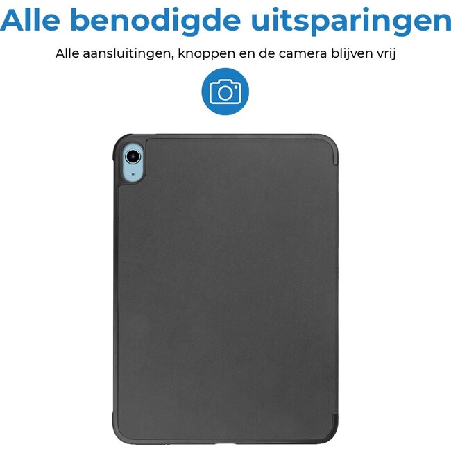 Case2go - Tablet hoes geschikt voor Apple iPad 11 (2025) A16 / Apple iPad 10.9 (2022) - Tri-fold hoes met Auto/Wake functie en Magnetische sluiting - Zwart