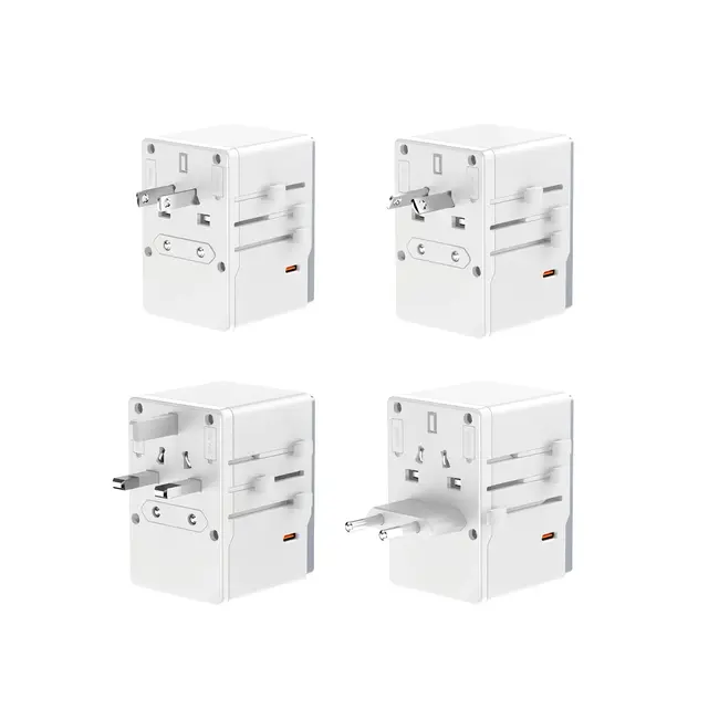 Dudao - Reislader - Adapter universeel - Reis adapter 35W EU/UK/AUS/US/JP - Universele wereldstekker - 3 x USB-C en 2 x USB-A - Wit