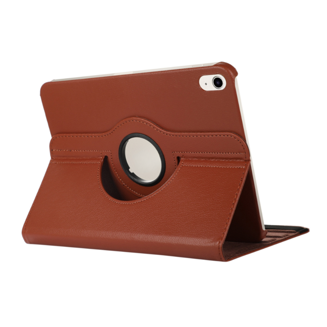 Case2go - Tablet hoes geschikt voor Apple iPad 11 (2025) A16 / Apple iPad 10.9 (2022) - Draaibare Bookcase - Bruin