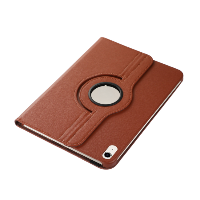 Case2go - Tablet hoes geschikt voor Apple iPad 11 (2025) A16 / Apple iPad 10.9 (2022) - Draaibare Bookcase - Bruin