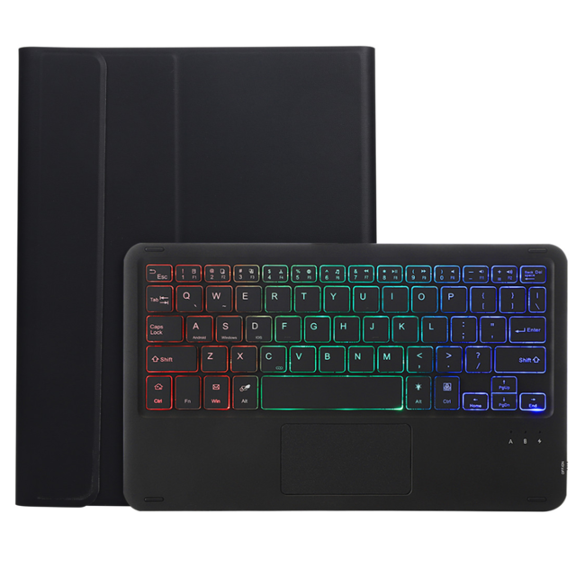 Case2go - Bluetooth Toetsenbord hoes geschikt voor Apple iPad 10.9 (2022) / Apple iPad 11 (2025) - QWERTY Toetsenbord met verlichting - Touchpad - Zwart
